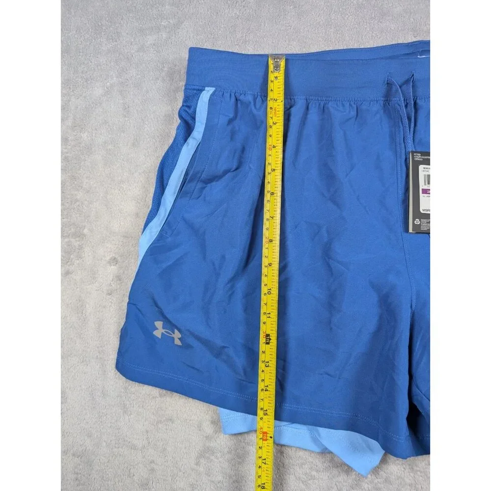 Under Armour Mens Shorts XXL Blue 2 in 1 Fitted Compression Active Performance